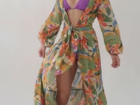 Charger et lire la vidéo dans la visionneuse de la Galerie, Video: Rio De Sol Vêtement De Plage Tropical Long Dress Verona