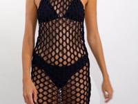 Charger et lire la vidéo dans la visionneuse de la Galerie, Video: Rio De Sol Midi Dress Black Serena Dress