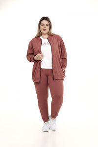 Model Front: Alto Giro Fitness Haut Jaqueta Melange Plus Rosa Hug