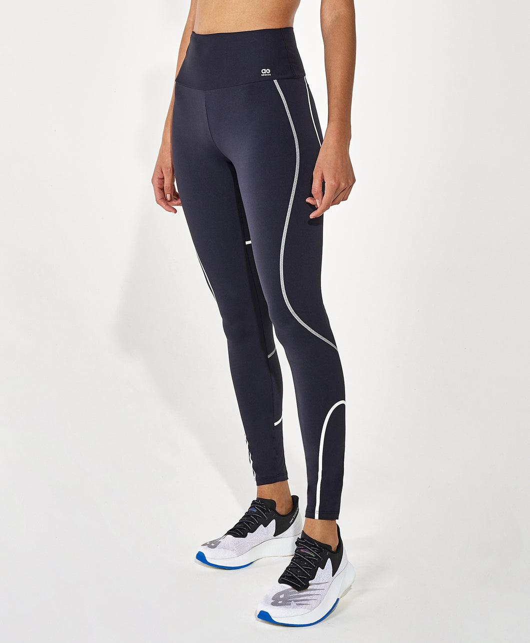 Model Front: Alto Giro Fitness Bas Legging Body Tex Breeze Com Refletivo Preto