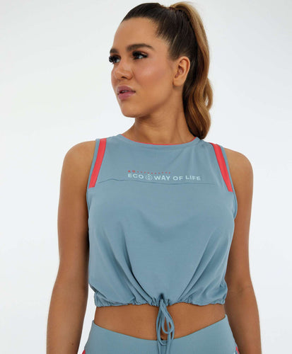 Model Front: Alto Giro Fitness Haut Regata Eco Skin Fit Recortes E Regulagem Cinza Lead