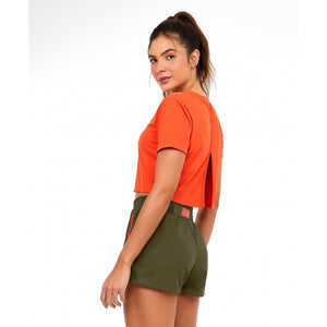 Model Back: Alto Giro Fitness Haut T-Shirt Skin Fit Cropped 1983 Laranja Pitanga