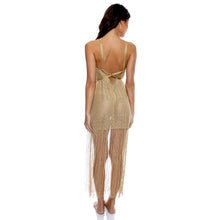 Charger l&#39;image dans la galerie, Image 05: Luli Fama Vêtement De Plage Cross Halter Long Fringe Dress Gold Rush
