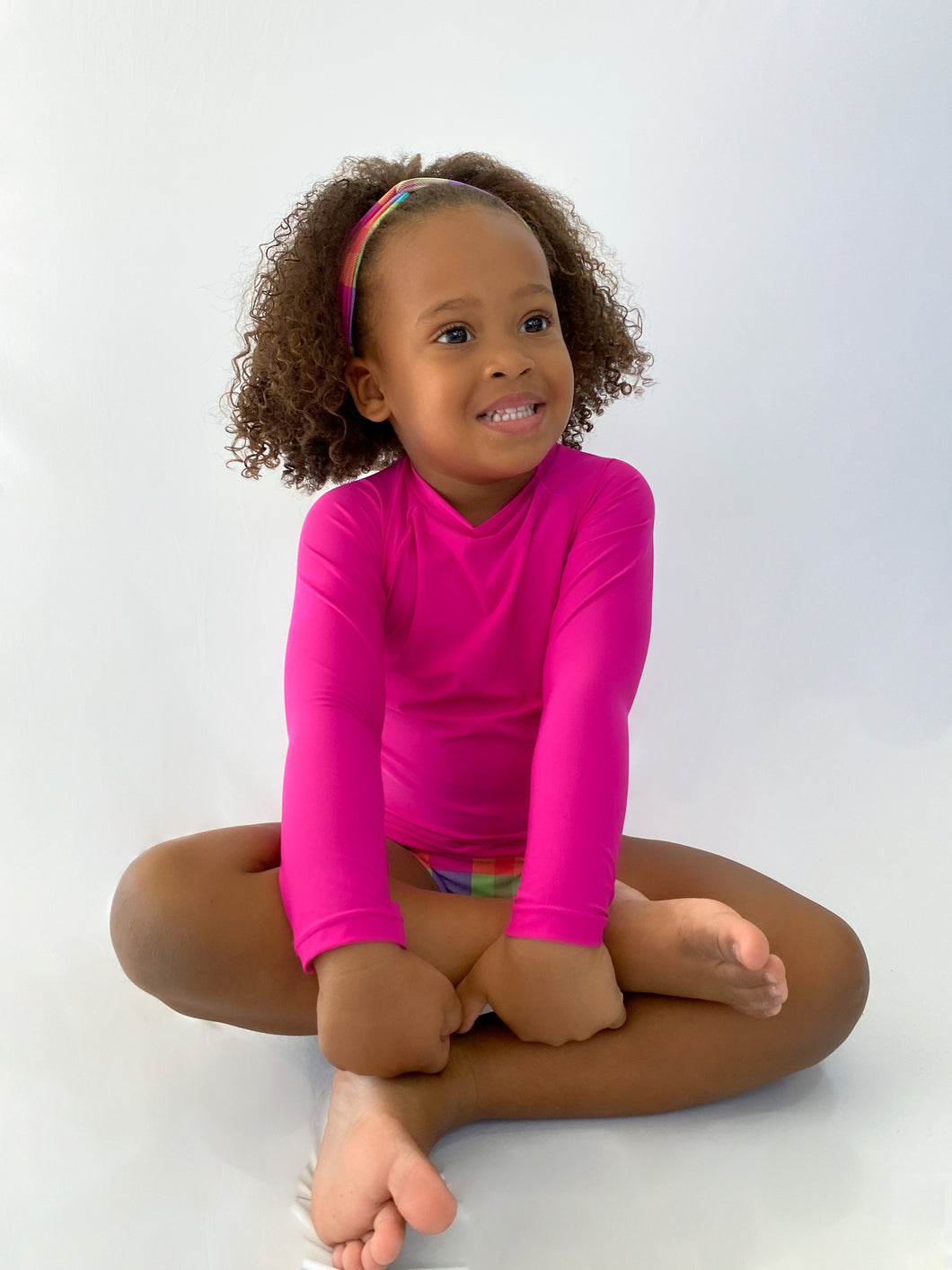 Model Front: Rio De Sol T-Shirt Amaranto Rash-Guard Kids