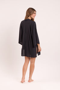 Model Back: Rio De Sol Robe De Plage Black Kimono