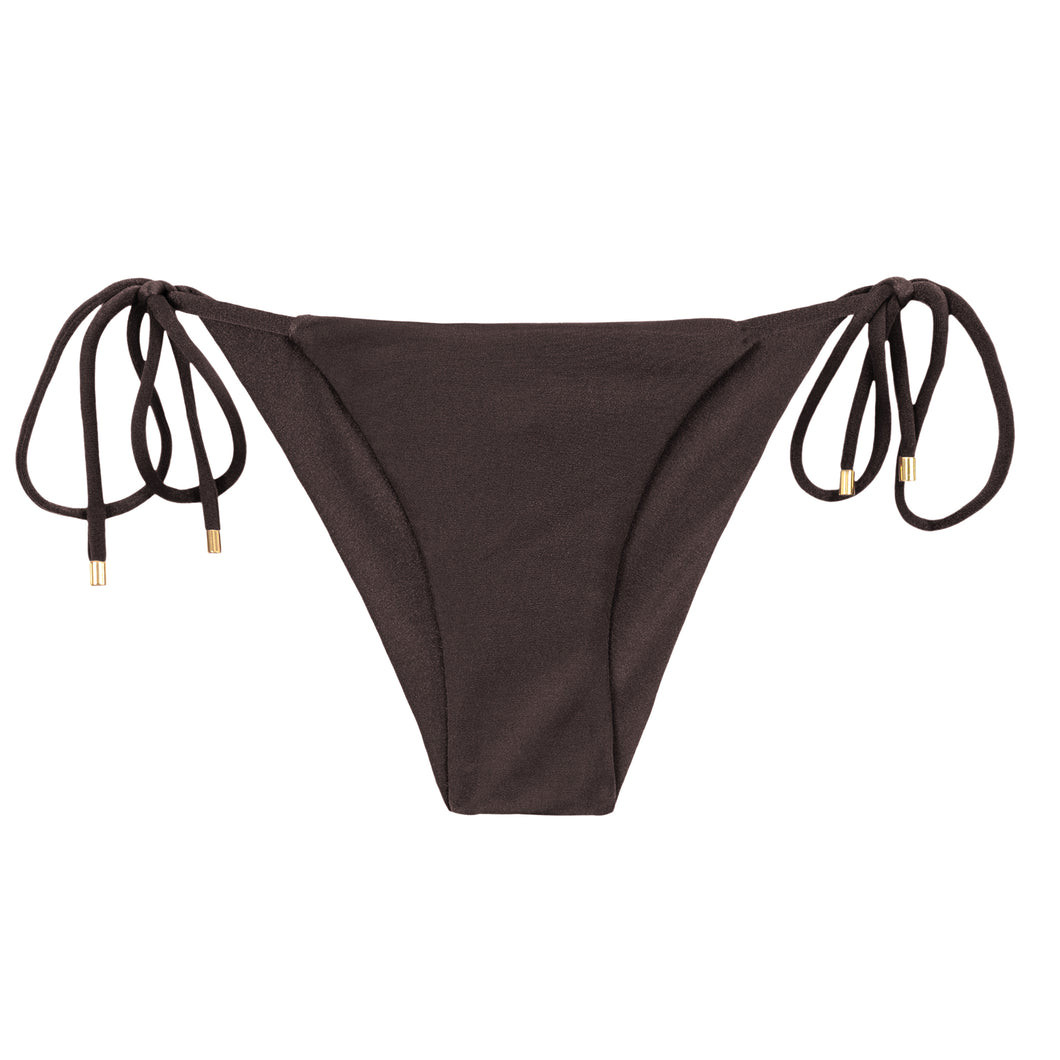 Product Front: Rio De Sol Bas Bottom Shimmer-Coffee Cheeky-Tie