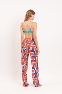 Model Back: Rio De Sol Pantalon De Plage Leaves Wide Pants