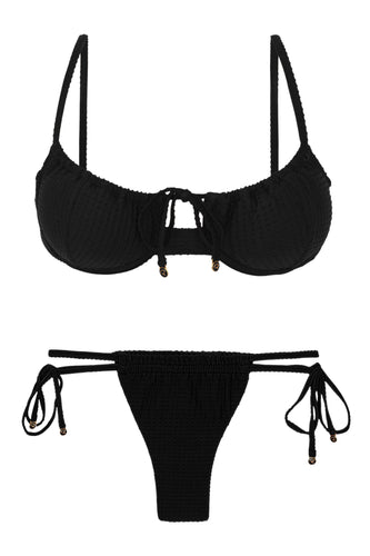 Product Front: Rio De Sol Ensemble Set Dots-Black Balconet-Tie Pipa