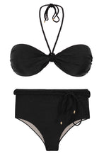 Charger l&#39;image dans la galerie, Product Front: Rio De Sol Ensemble Set Shimmer-Black Twist Belted-High-Waist
