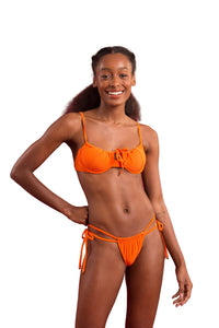 Model Front: Rio De Sol Haut Top Dots-Orange Balconet-Tie