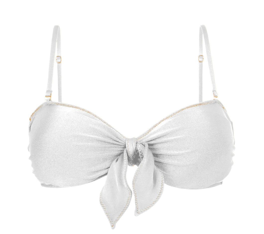 Product Front: Rio De Sol Haut Top Shimmer-White Bandeau-Knot