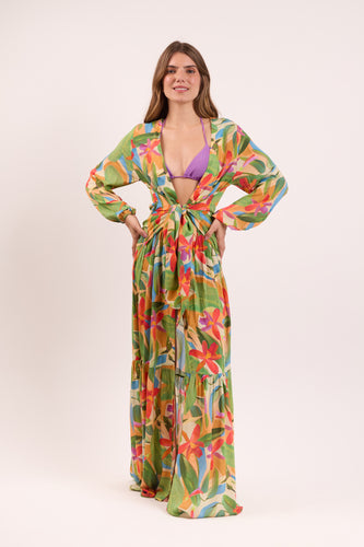 Model Front: Rio De Sol Vêtement De Plage Tropical Long Dress Verona