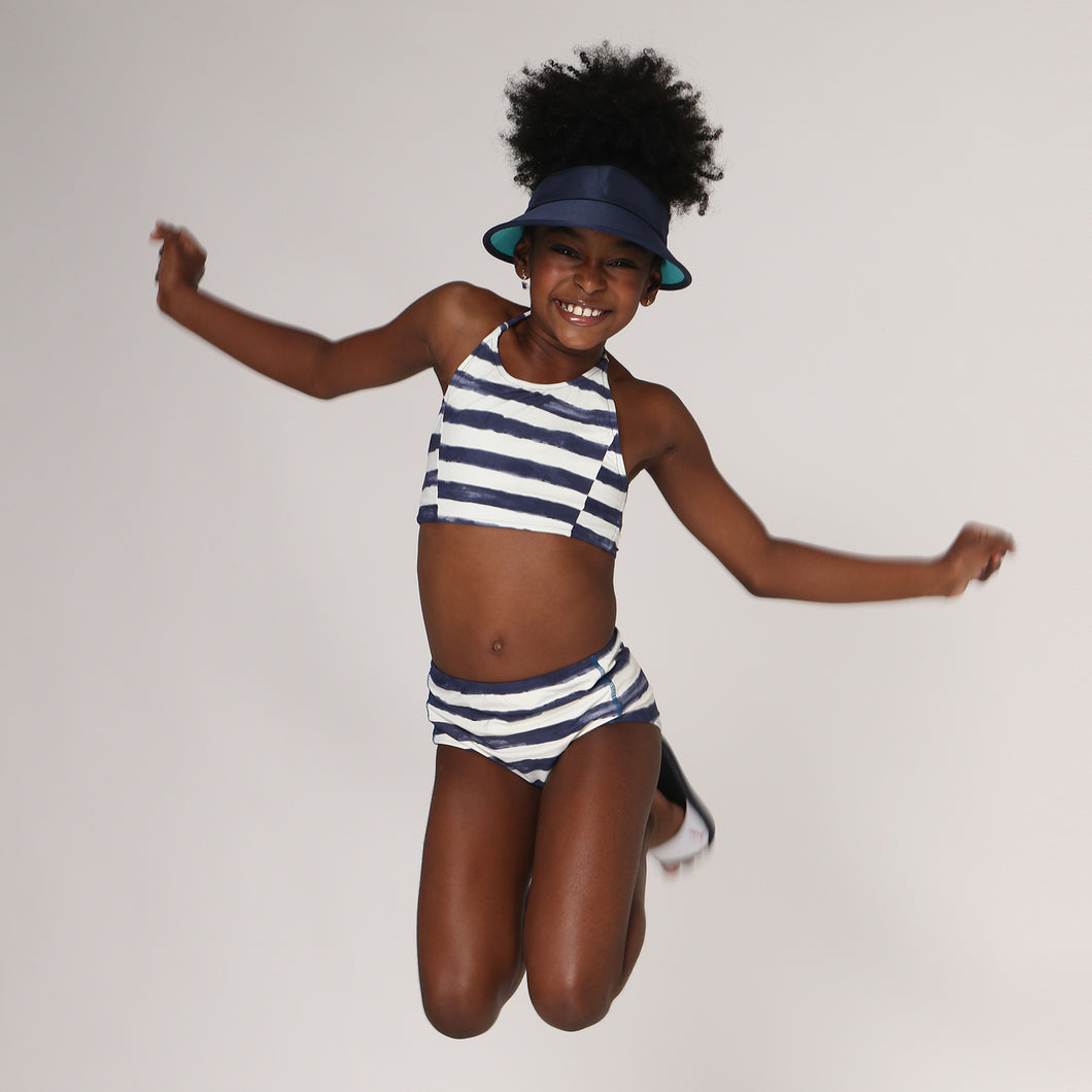 Model Front: Uv Line Deux Pièces Fille Bikini Set Listras Upf50+