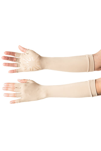 Model Front: Uv Line Gants Long Glove Chocolate Upf50+