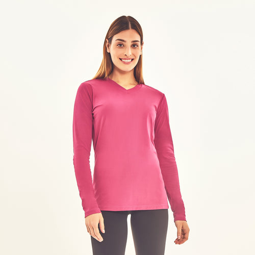 Model Front: Uv Line T-Shirt Longsleeve Sport Fit Fuchsia Upf50+