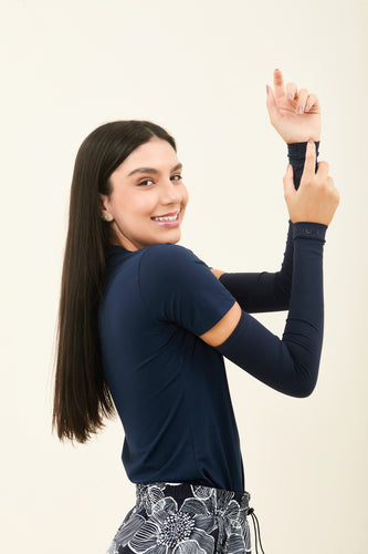 Gallery: Uv Line Gants Sun-Protection Sleeve Navy Upf50+