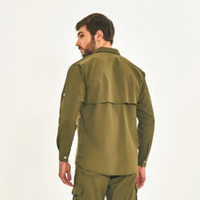 Charger l&#39;image dans la galerie, Model Back: Uv Line Fitness Haut Tenerife Verde Militar Upf50+
