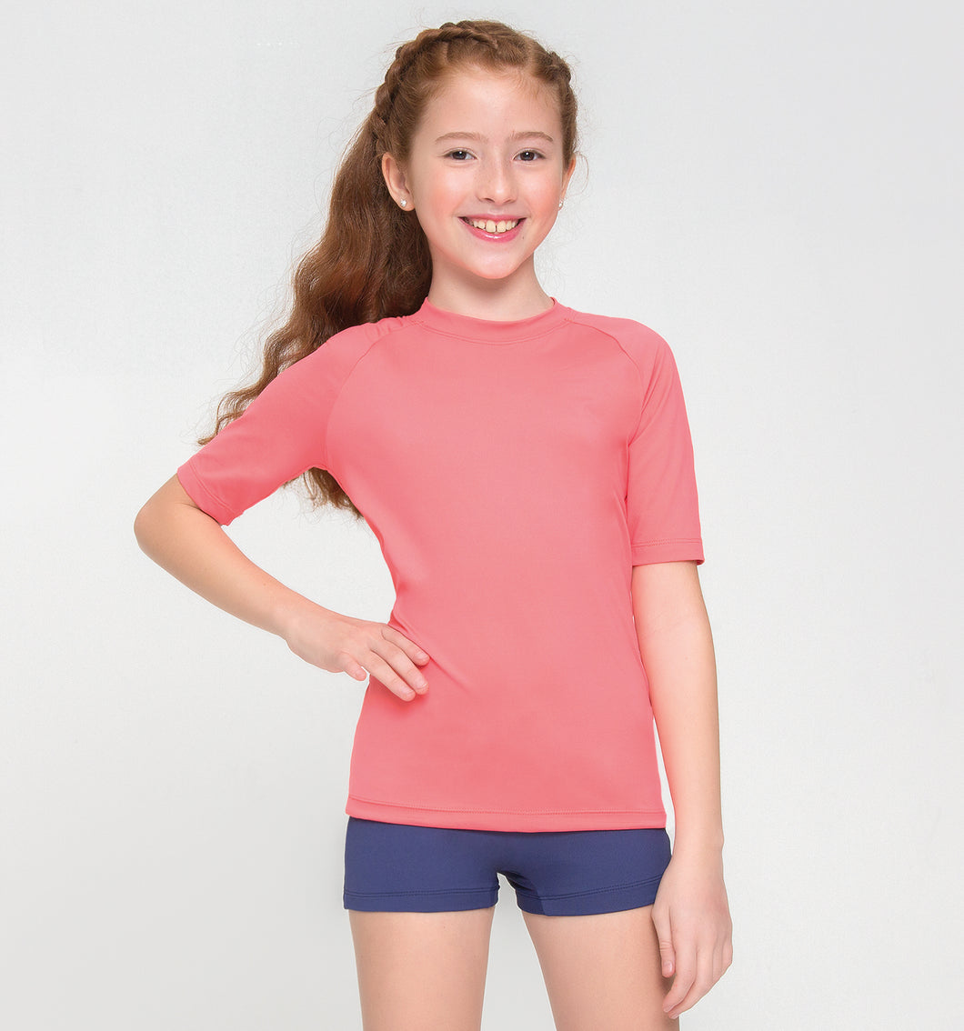 Kids FPU50+ Uvpro Short Sleeve T-Shirt Coral Uv