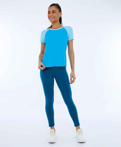 T-Shirt Skin Fit Recortes Sport Azul Vivid