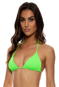 Top Wavy Ruched Que Sera Sera Neon Lime